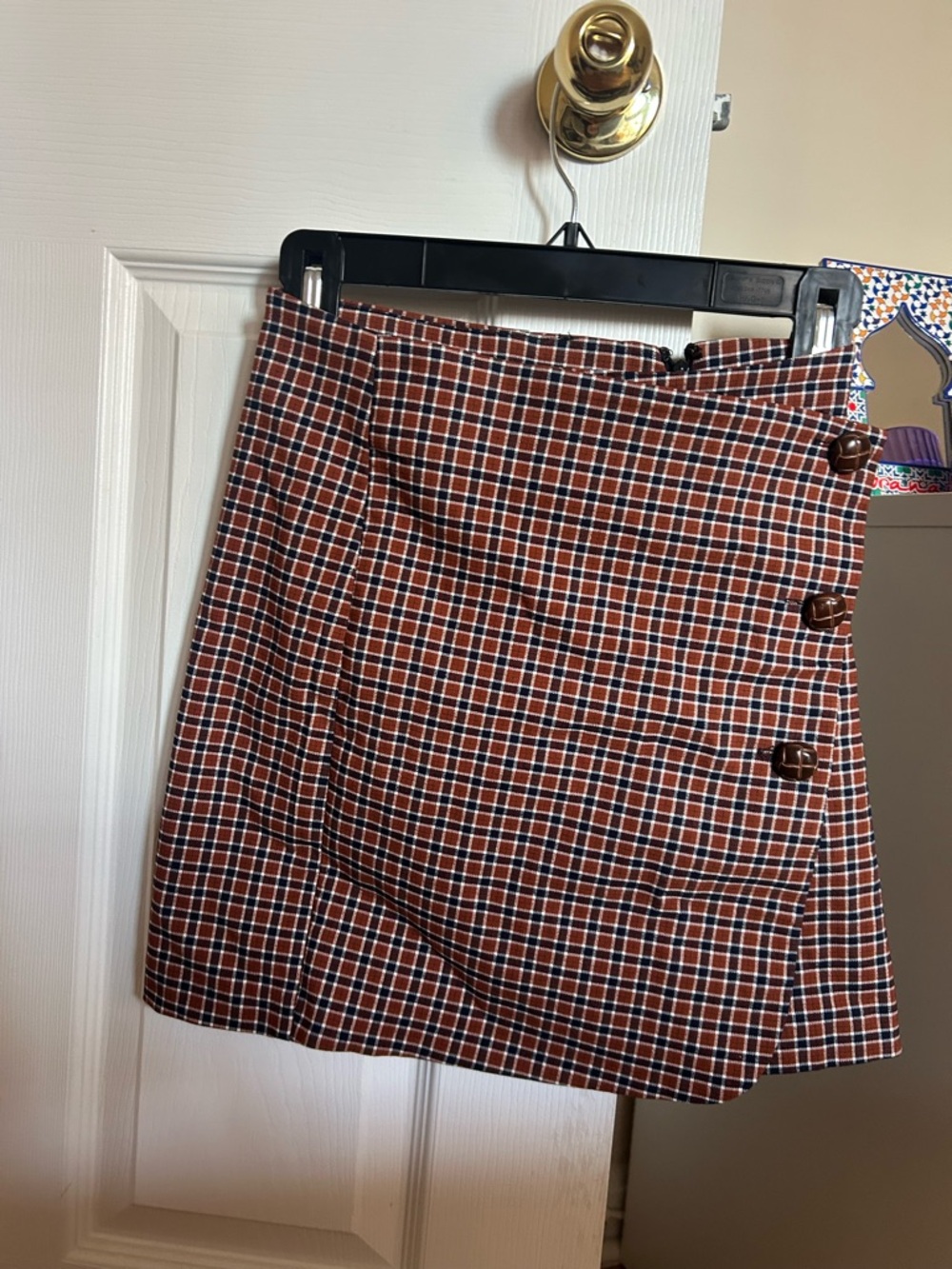 Urban Outfitters Plaid Button-Side Skirt